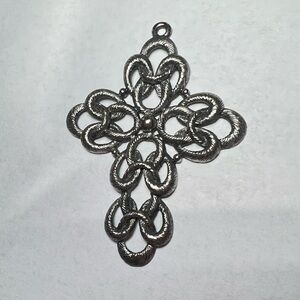 Vintage Sarah Coventry Silver Tone Rope Cross Pendant Statement